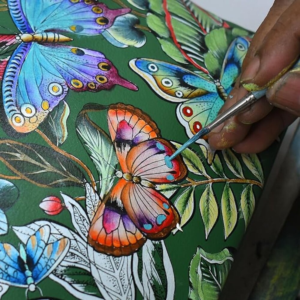 Anuschka Women’s Original Hand-Painted Genuine Leather Satchel with Crossbody